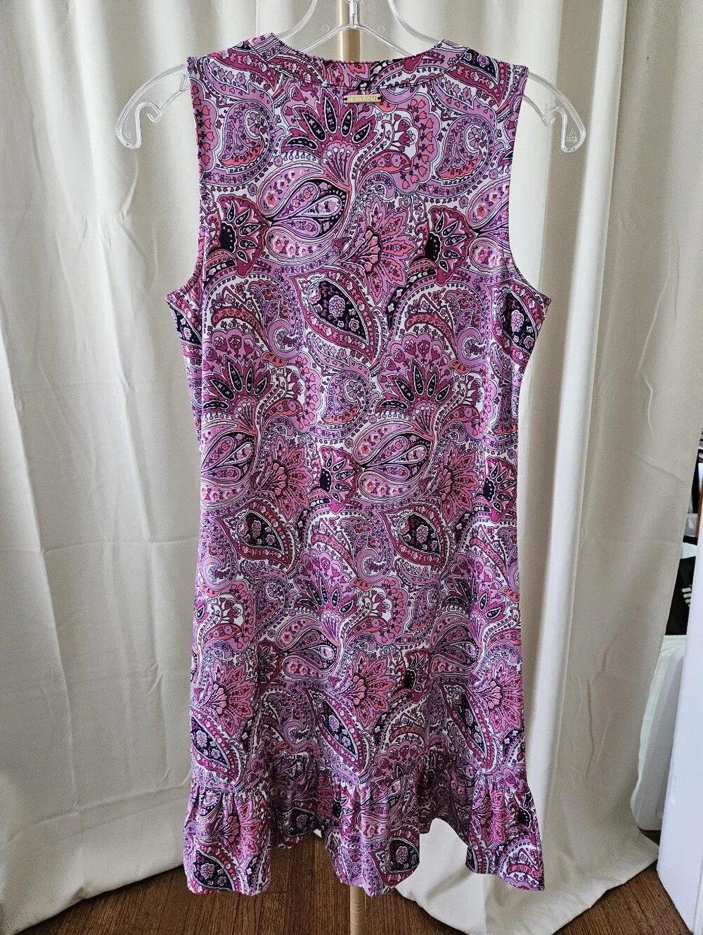 Michael Kors Paisley Pink Sleeveless Ruffle Dress Size XS